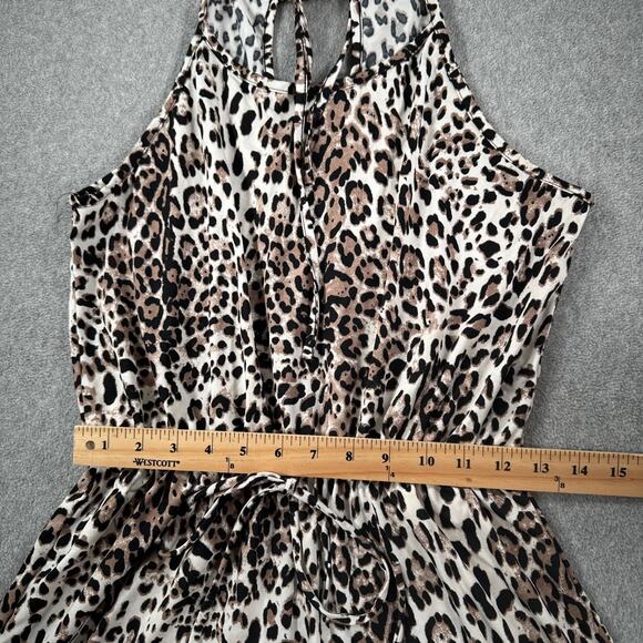 White Birch Animal Print Romper Jumpsuit Shorts Size Medium Sleeveless Tie Waist - Picture 6 of 9
